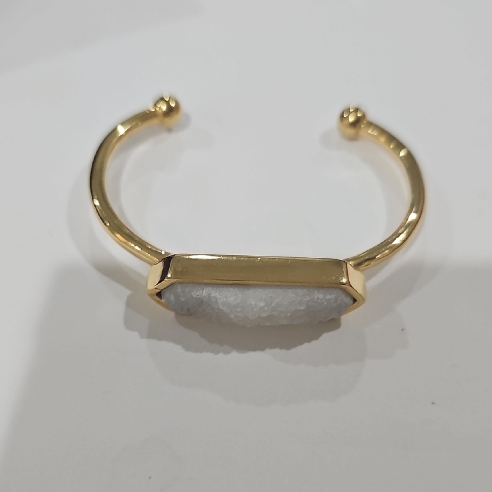 Kinsley Armelle Gold and White Stone Women's Cuff